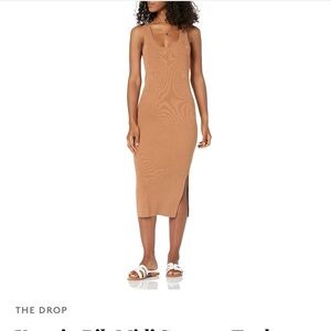Yasmin Ribbed Midi Tank Dress - Camel